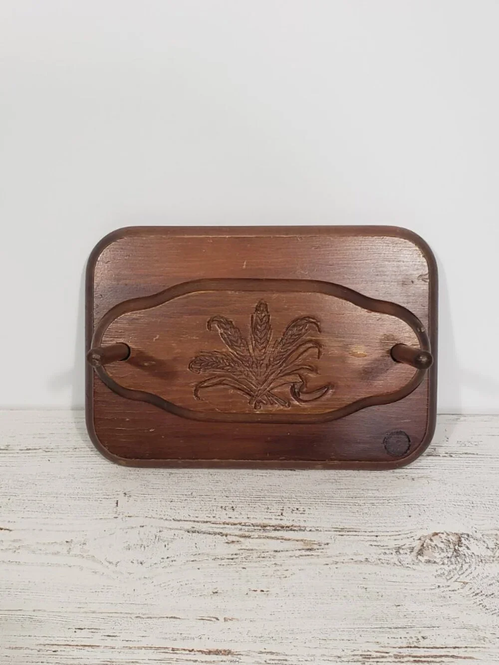 Vintage Wooden Napkin Holder Wheat Pattern Cottagecore Grandmacore Kitchen